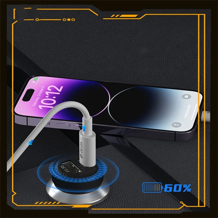 DEVIA EA362 Punk Style Smart Series Mini PD+QC3.0 Car Charger USB+Type-C Dual Port Charger
