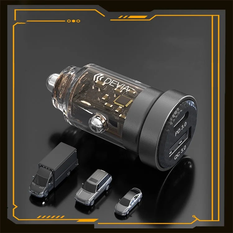 DEVIA EA362 Punk Style Smart Series Mini PD+QC3.0 Car Charger USB+Type-C Dual Port Charger