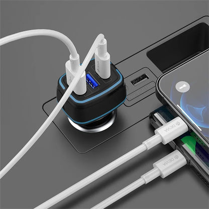 DEVIA Extreme Speed Series EA191 Cigarette Lighter Fast Charger Dual USB+Type-C 85W Car Phone Charger