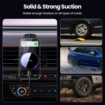 TOOCKI CZ21 Car Dashboard Mount Bendable Aluminum Alloy 15W Magnetic Wireless Charger