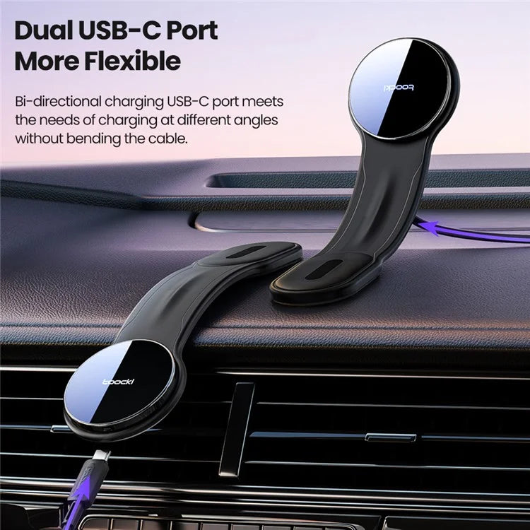 TOOCKI CZ21 Car Dashboard Mount Bendable Aluminum Alloy 15W Magnetic Wireless Charger