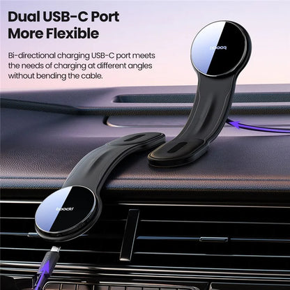 TOOCKI CZ21 Car Dashboard Mount Bendable Aluminum Alloy 15W Magnetic Wireless Charger