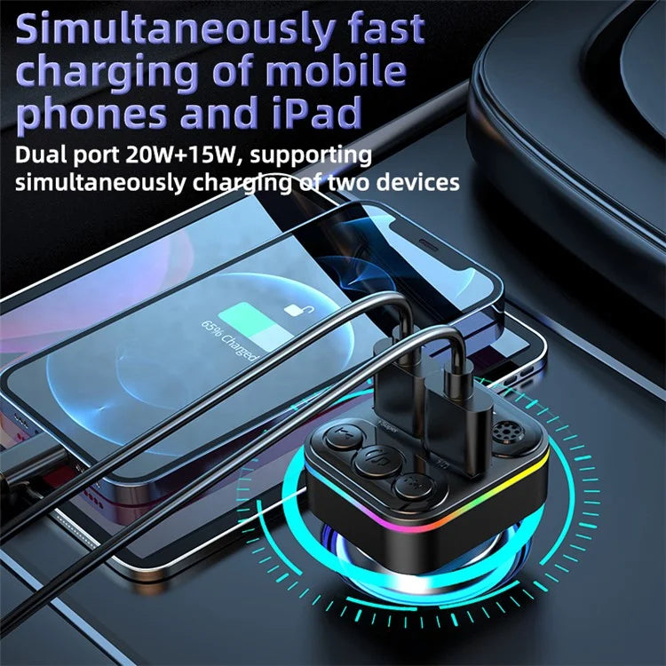 C38 Bluetooth Car FM Transmitter 2 USB Car Fast Charger Audio MP3 Player