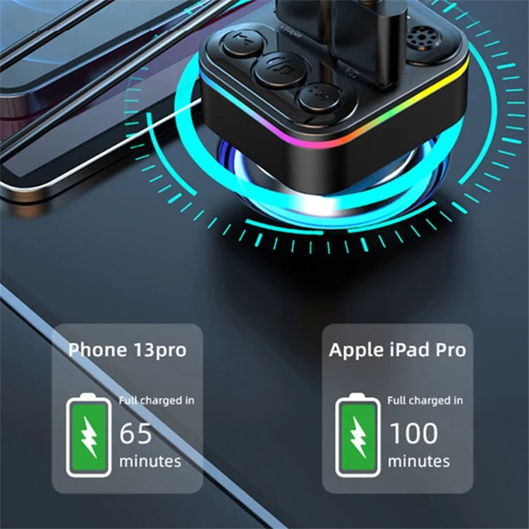 C38 Bluetooth Car FM Transmitter 2 USB Car Fast Charger Audio MP3 Player
