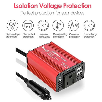 MEIND M6500 150W Car Power Inverter 12V DC to 220V AC Converter with Dual USB Ports