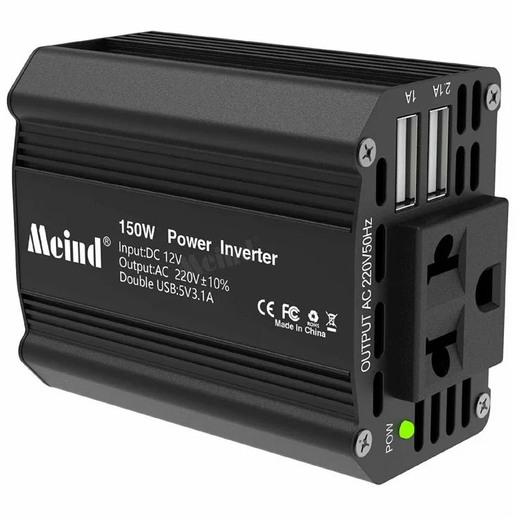 MEIND M6500 150W Car Power Inverter 12V DC to 220V AC Converter with Dual USB Ports