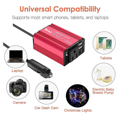 MEIND M6500 150W Car Power Inverter 12V DC to 220V AC Converter with Dual USB Ports