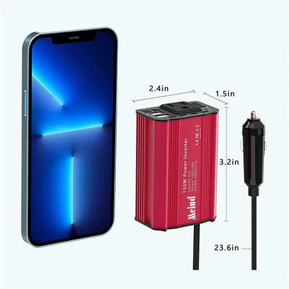 MEIND M6500 150W Car Power Inverter 12V DC to 220V AC Converter with Dual USB Ports
