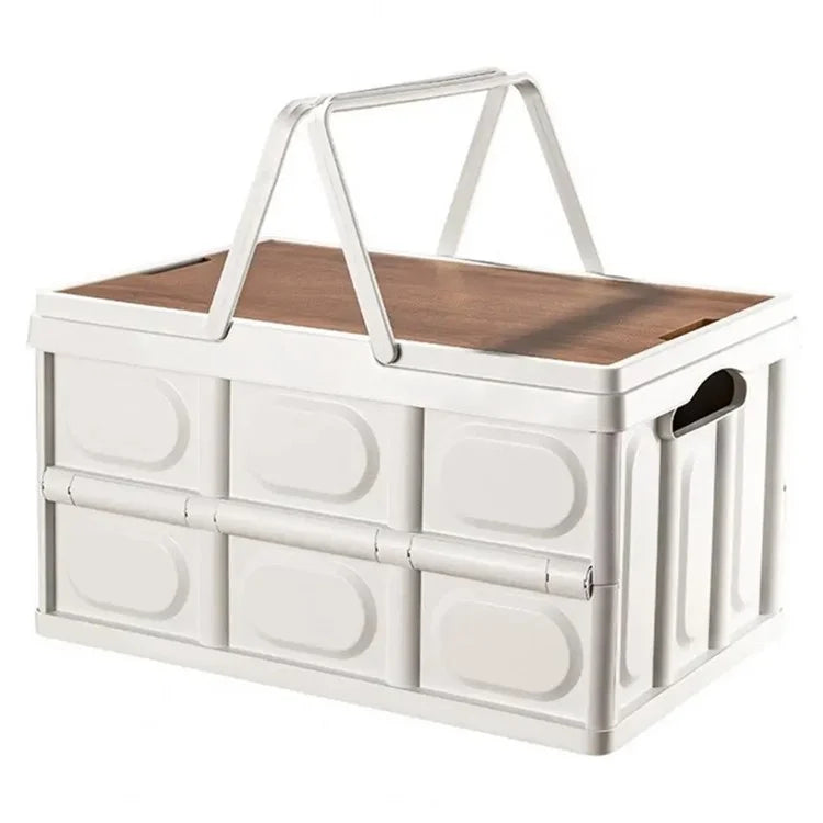 9664 Foldable Car Trunk Organizer Storage Box with Lid and Carrying Handle for Outdoor Camping, Size L