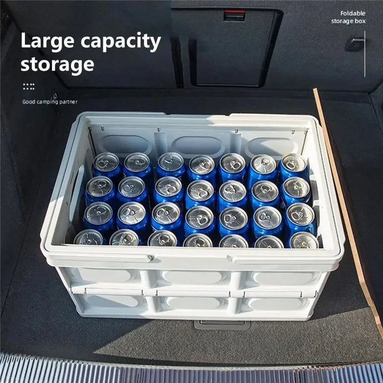 9664 Foldable Car Trunk Organizer Storage Box with Lid and Carrying Handle for Outdoor Camping, Size L