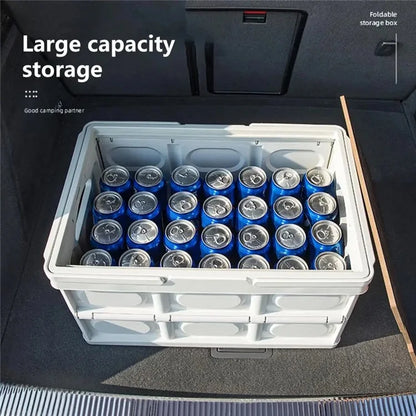 9664 Foldable Car Trunk Organizer Storage Box with Lid and Carrying Handle for Outdoor Camping, Size L