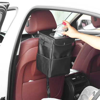 9731 Car Back Seat Headrest Trash Bag Thermal Insulation Garbage Bin with Storage Pockets, Size L: 30*20*20cm
