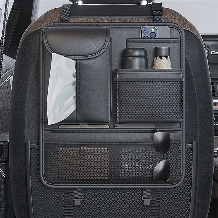 Car Back Seat Organizer Multi Pockets Hanging Leather Waterproof Storage Bag for Holding Phone Tablet Drink Sundries