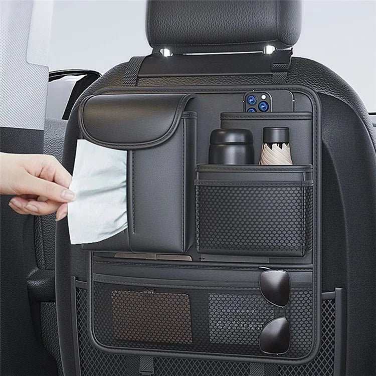 Car Back Seat Organizer Multi Pockets Hanging Leather Waterproof Storage Bag for Holding Phone Tablet Drink Sundries