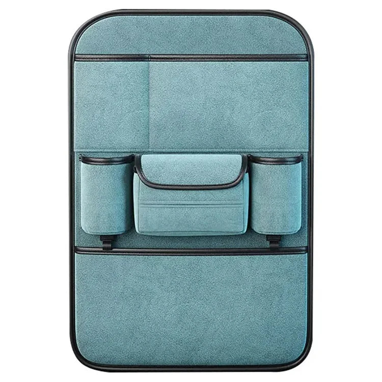 AUTOCOLOR Suede Car Seat Back Organizer Tissue Cup Holder Multi-Pocket Storage Bag with Hook