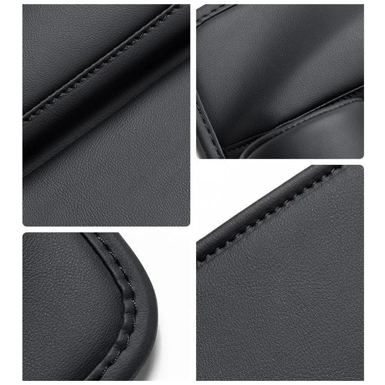 AUTOCOLOR Driver + Passenger Side Car Seat Seam Leather Storage Box Phone Drink Organizer