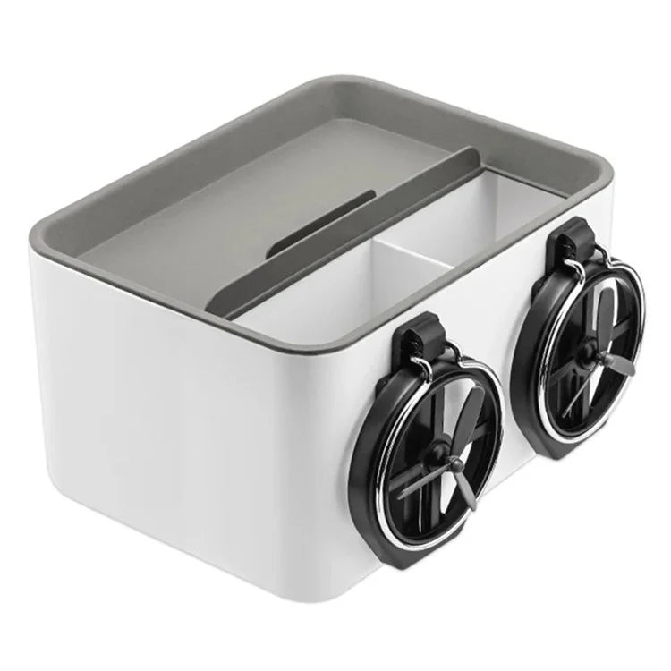 BY-1139 Vehicle Tissue Box Car Armrest Box ABS Sundries Storage Box with 2 Bottle Holder