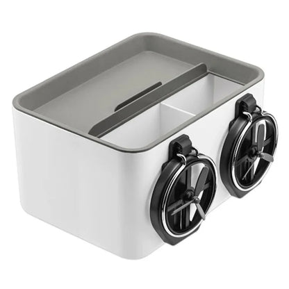 BY-1139 Vehicle Tissue Box Car Armrest Box ABS Sundries Storage Box with 2 Bottle Holder