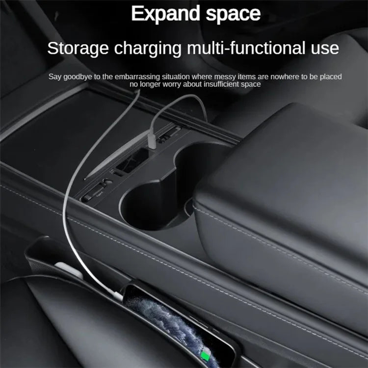 TSL1108 2Pcs For Tesla Mode 3 / Y Car Seat Side Gap Filler TPE Storage Box