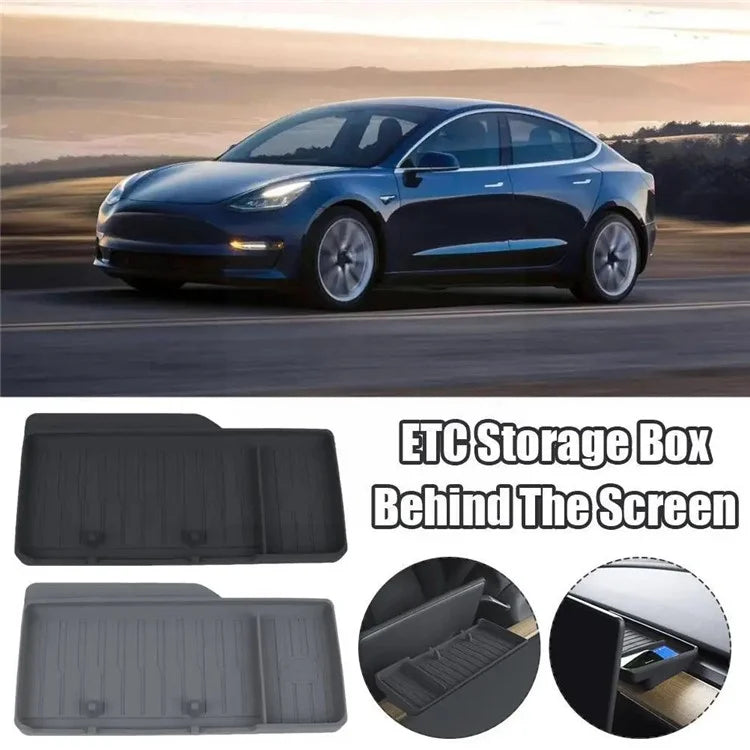 TSL806 For Model Y  /  3 Silicone Car ETC Behind Screen Storage Box Tray