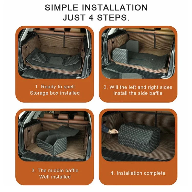 10006 Multi-function Foldable Leather Car Trunk Storage Box, Extra Large Size