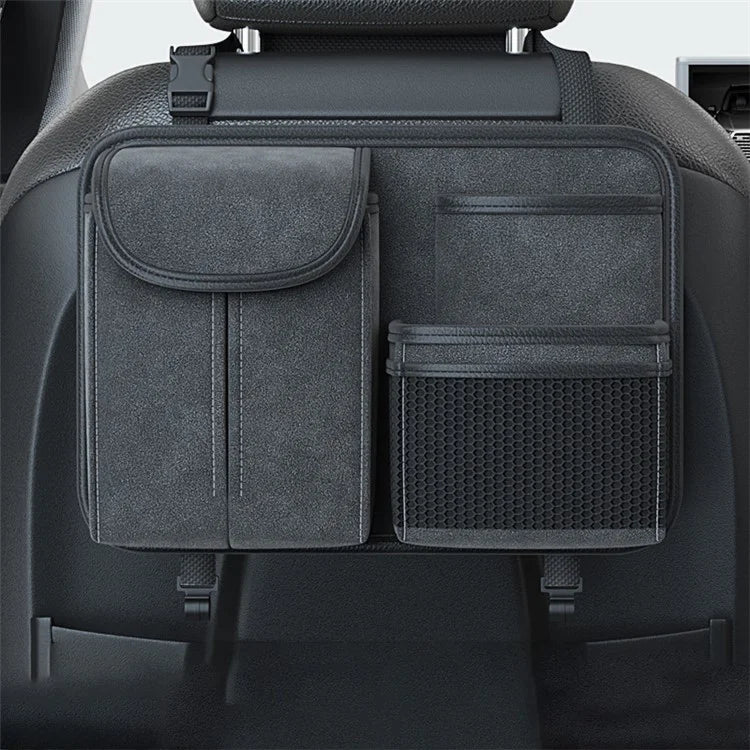Sheepskin Leather Car Seat Back Organizer Tissue Holder Multi-function Storage Bag