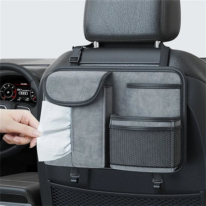 Sheepskin Leather Car Seat Back Organizer Tissue Holder Multi-function Storage Bag