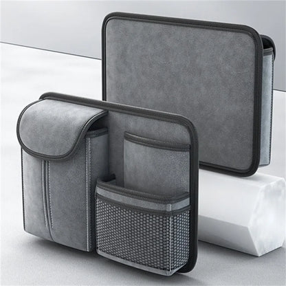Sheepskin Leather Car Seat Back Organizer Tissue Holder Multi-function Storage Bag