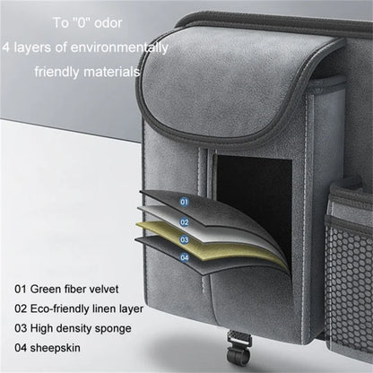 Sheepskin Leather Car Seat Back Organizer Tissue Holder Multi-function Storage Bag