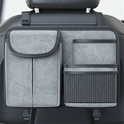 Sheepskin Leather Car Seat Back Organizer Tissue Holder Multi-function Storage Bag