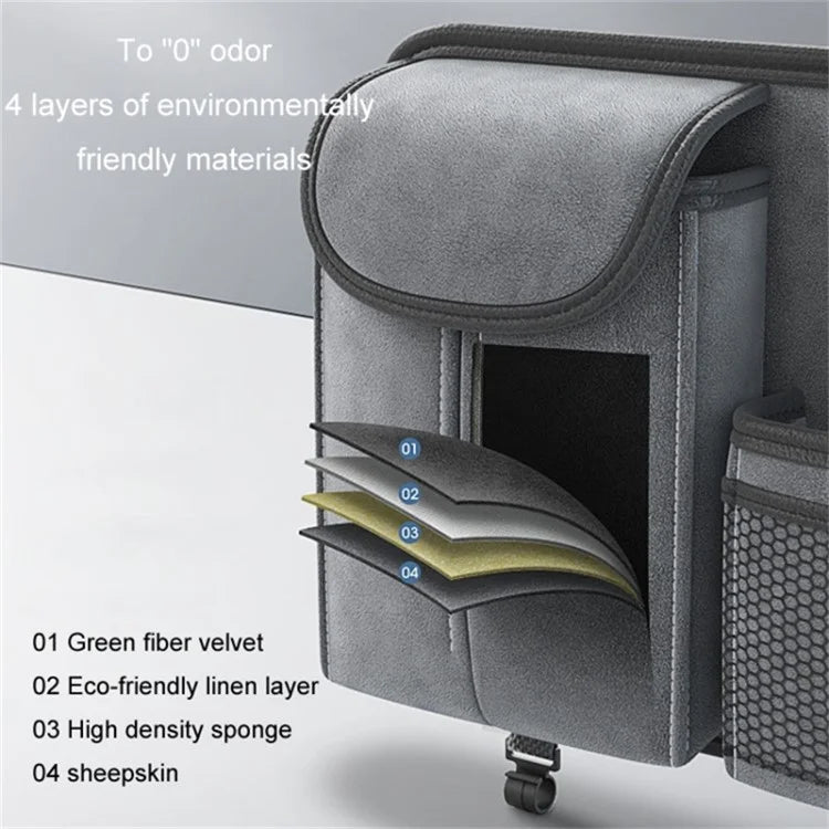 Sheepskin Leather Car Seat Back Organizer Tissue Holder Multi-function Storage Bag