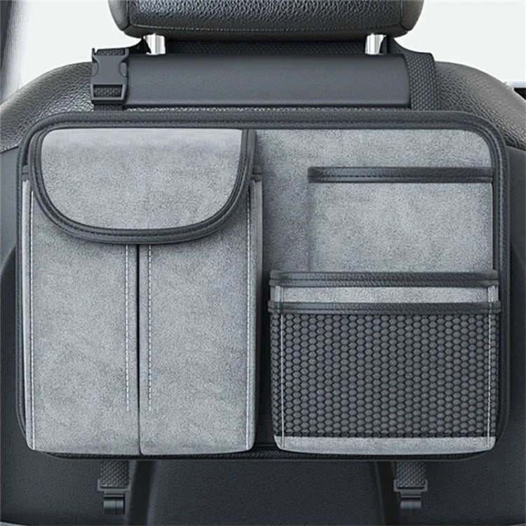 Sheepskin Leather Car Seat Back Organizer Tissue Holder Multi-function Storage Bag