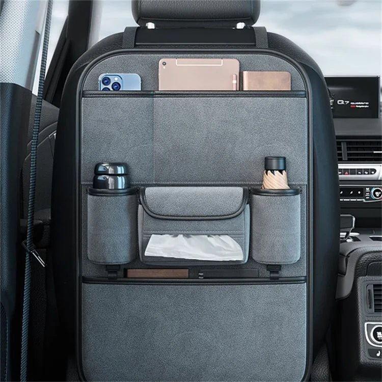 Car Seat Back Storage Bag Sheepskin Leather Hanging Organizer Tissue Holder
