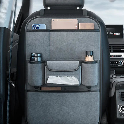 Car Seat Back Storage Bag Sheepskin Leather Hanging Organizer Tissue Holder