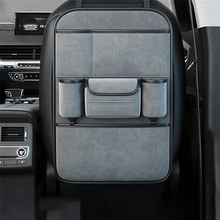 Car Seat Back Storage Bag Sheepskin Leather Hanging Organizer Tissue Holder
