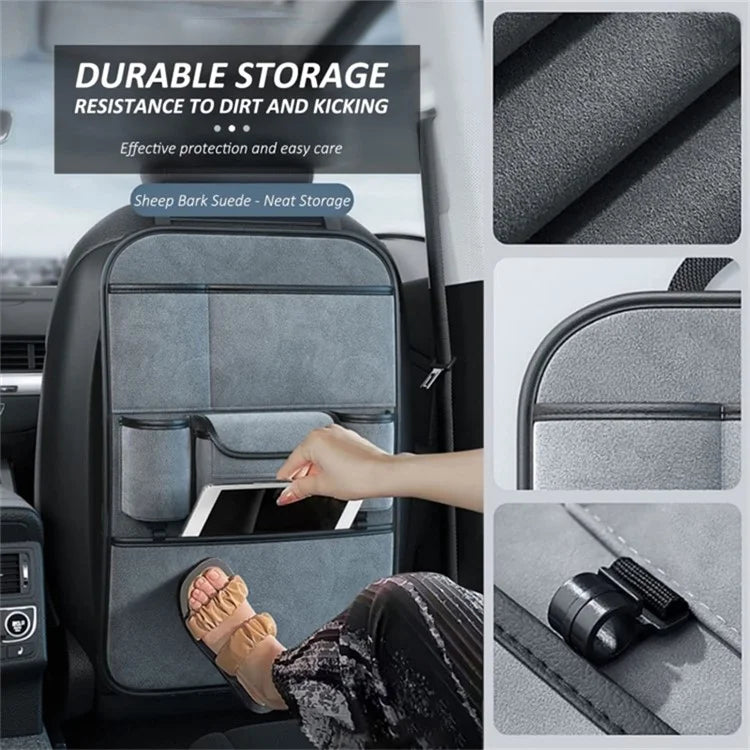 Car Seat Back Storage Bag Sheepskin Leather Hanging Organizer Tissue Holder
