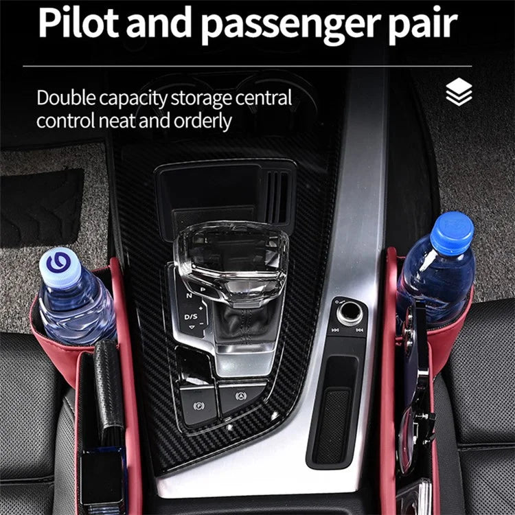 Universal Car Seat Gap Filler Organizer PU Car Seat Gap Filler Storage Box with Cup Holder