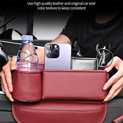Universal Car Seat Gap Filler Organizer PU Car Seat Gap Filler Storage Box with Cup Holder