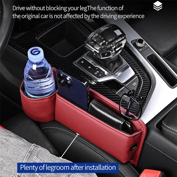 Universal Car Seat Gap Filler Organizer PU Car Seat Gap Filler Storage Box with Cup Holder