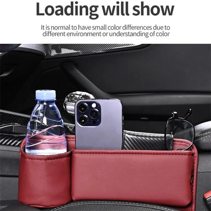 Universal Car Seat Gap Filler Organizer PU Car Seat Gap Filler Storage Box with Cup Holder