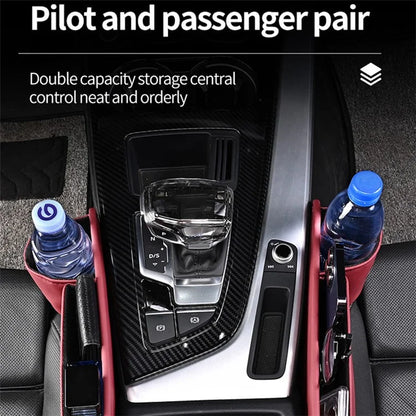 Universal Car Seat Gap Filler Organizer PU Car Seat Gap Filler Storage Box with Cup Holder