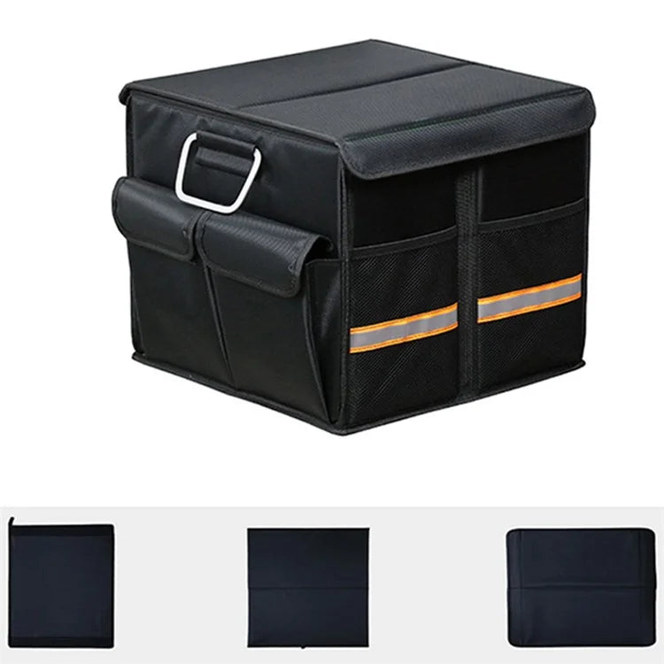 Size S 36L Car Trunk Storage Box with Lid Oxford Cloth Foldable Reflective Car Boot Case