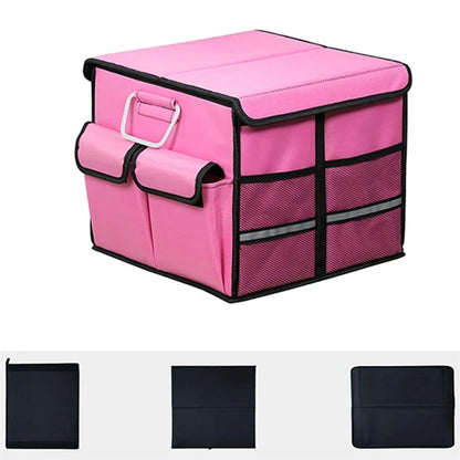 Size S 36L Car Trunk Storage Box with Lid Oxford Cloth Foldable Reflective Car Boot Case
