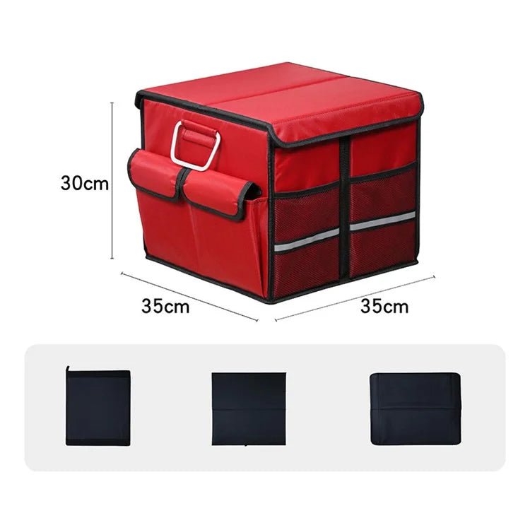Size S 36L Car Trunk Storage Box with Lid Oxford Cloth Foldable Reflective Car Boot Case