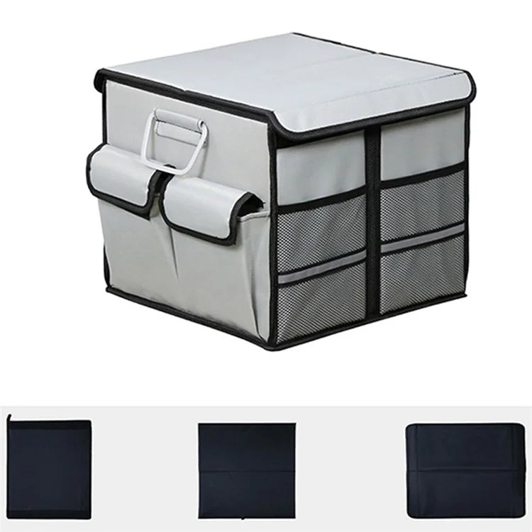 Size S 36L Car Trunk Storage Box with Lid Oxford Cloth Foldable Reflective Car Boot Case
