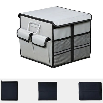 Size S 36L Car Trunk Storage Box with Lid Oxford Cloth Foldable Reflective Car Boot Case