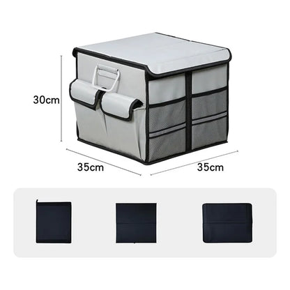 Size S 36L Car Trunk Storage Box with Lid Oxford Cloth Foldable Reflective Car Boot Case