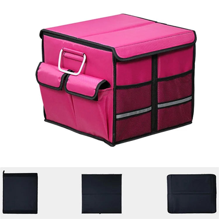 Size S 36L Car Trunk Storage Box with Lid Oxford Cloth Foldable Reflective Car Boot Case