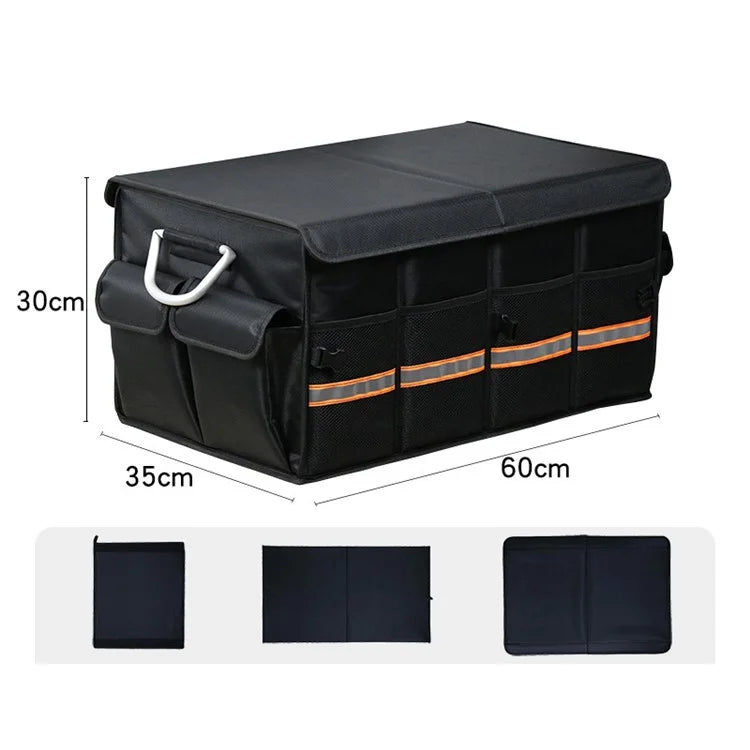 Size L 66L Foldable Car Trunk Storage Box with Lid Oxford Cloth Storage Organizer