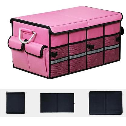 Size L 66L Foldable Car Trunk Storage Box with Lid Oxford Cloth Storage Organizer